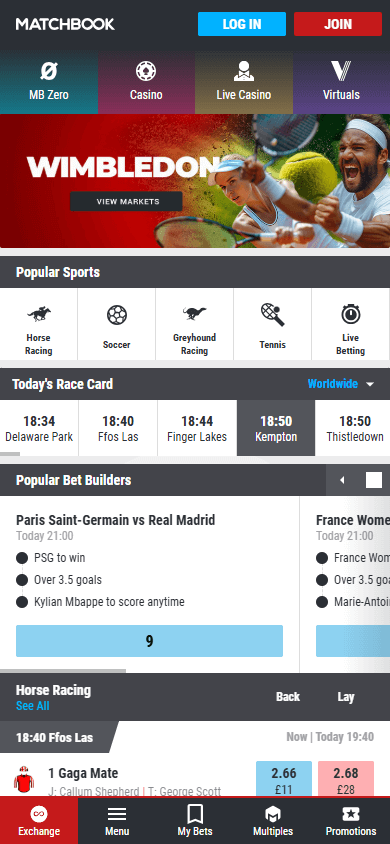 Matchbook Casino Mobile screenshot